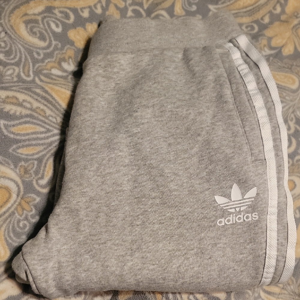 Adidas Gray Sweatpants with Signature Stripes